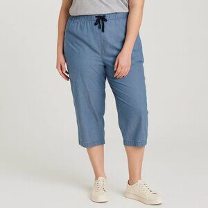 ✨2/$20 Lane Bryant Women’s 26 Chambray Crop Pants Blue Pull On Drawstring Waist